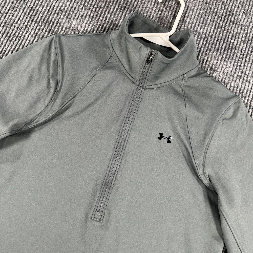 Under Armour Pullover Shirt Womens Medium Gray Long Sleeve 1/2 Zip Mock Neck